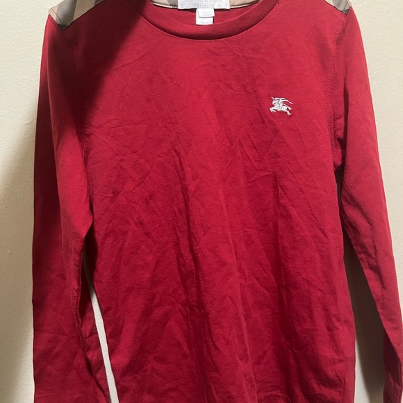 Burberry Red Long Sleeve Tee with Classic Design - Picture 7 of 10